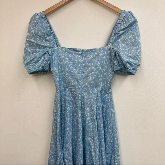 House of CB Tallulah puff sleeve midi dress milkmaid dress size small light blue - Picture 6 of 9